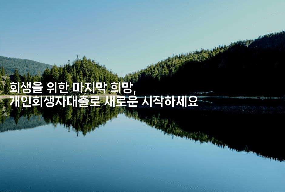 회생을 위한 마지막 희망, 개인회생자대출로 새로운 시작하세요-스포티